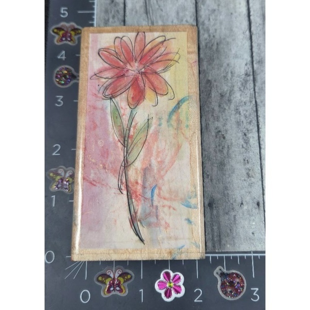 Hampton Art Watercolor Daisy Flower H4765 Rubber Stamp Wood #i32